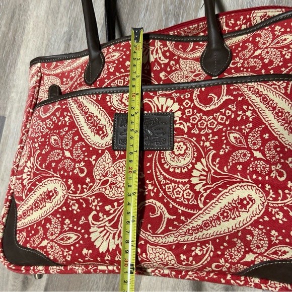 American Living Ralph Lauren Tote Bag Women Red Paisley Canvas Shoulder Satchel - Picture 9 of 10